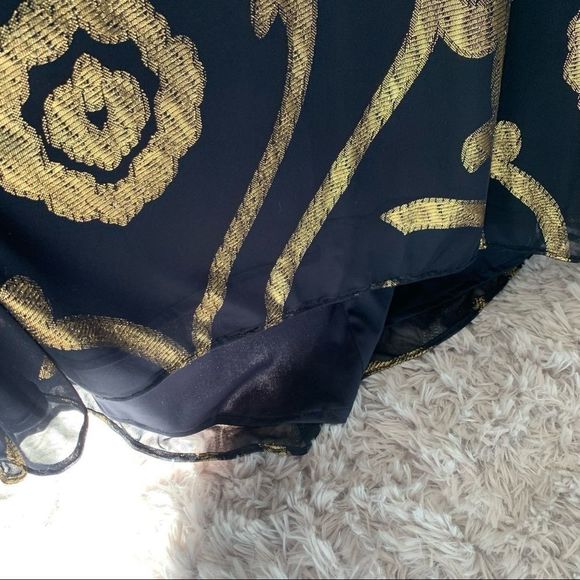 BETSEY & ADAM Open Back Cut Out Dress Blue Gold Size 2 - Picture 11 of 15